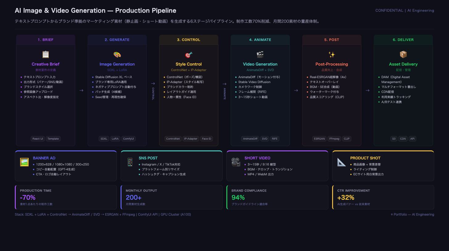 画像・動画生成パイプライン — AIクリエイティブ量産基盤